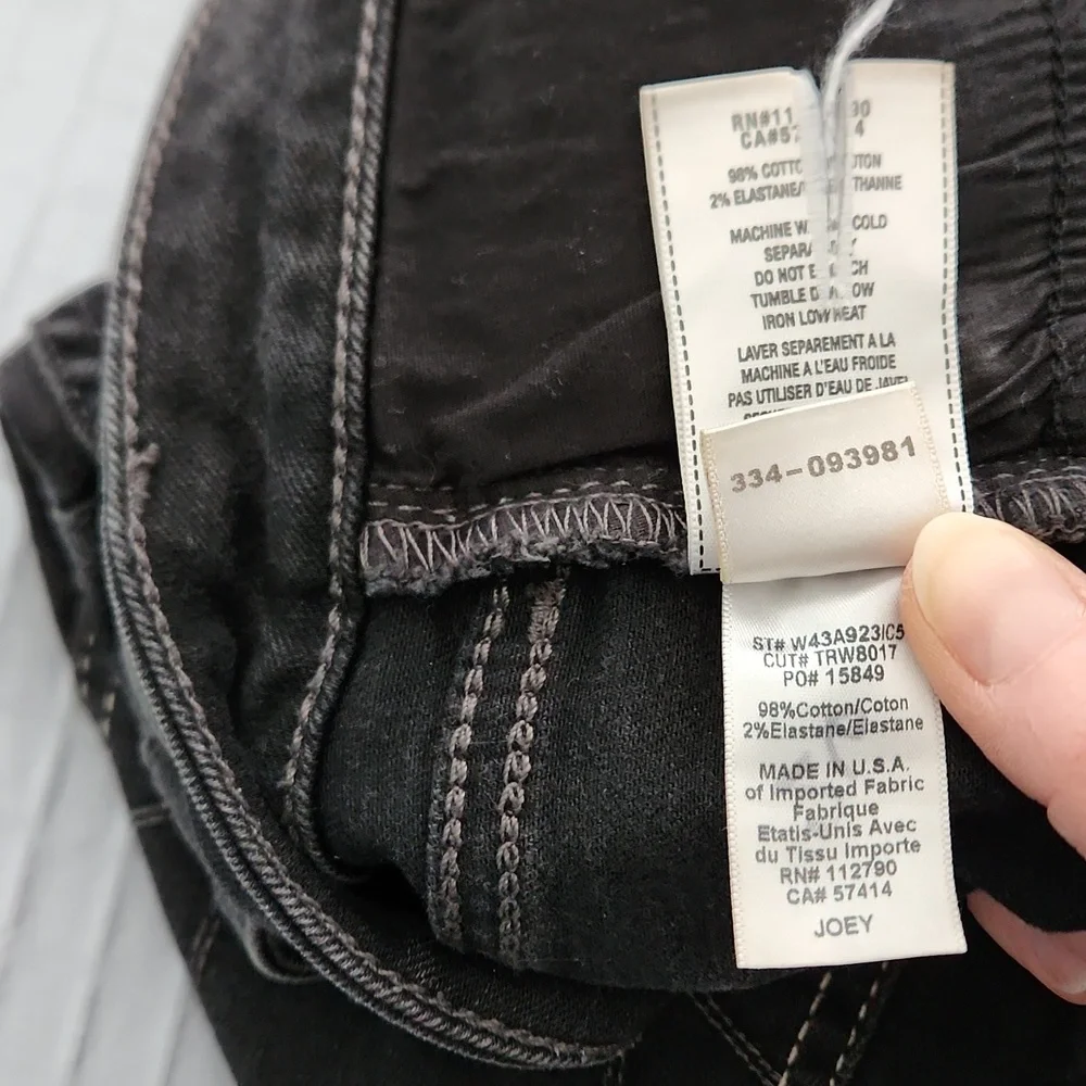 True Religion Joey Frayed Black Jeans Shorts - Picture 8 of 10